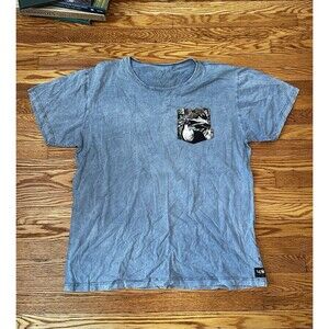 VOICE Mineral Wash Blue 100% Cotton Men’s 3XL Tshirt Toucan Pocket Hand Made
